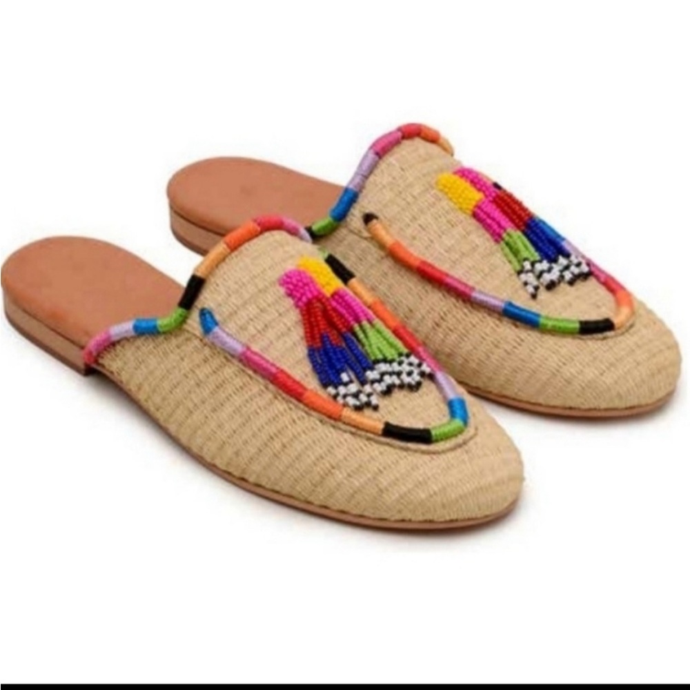 NEW Farm Rio Mule 7.5 Beaded Tassel Woven